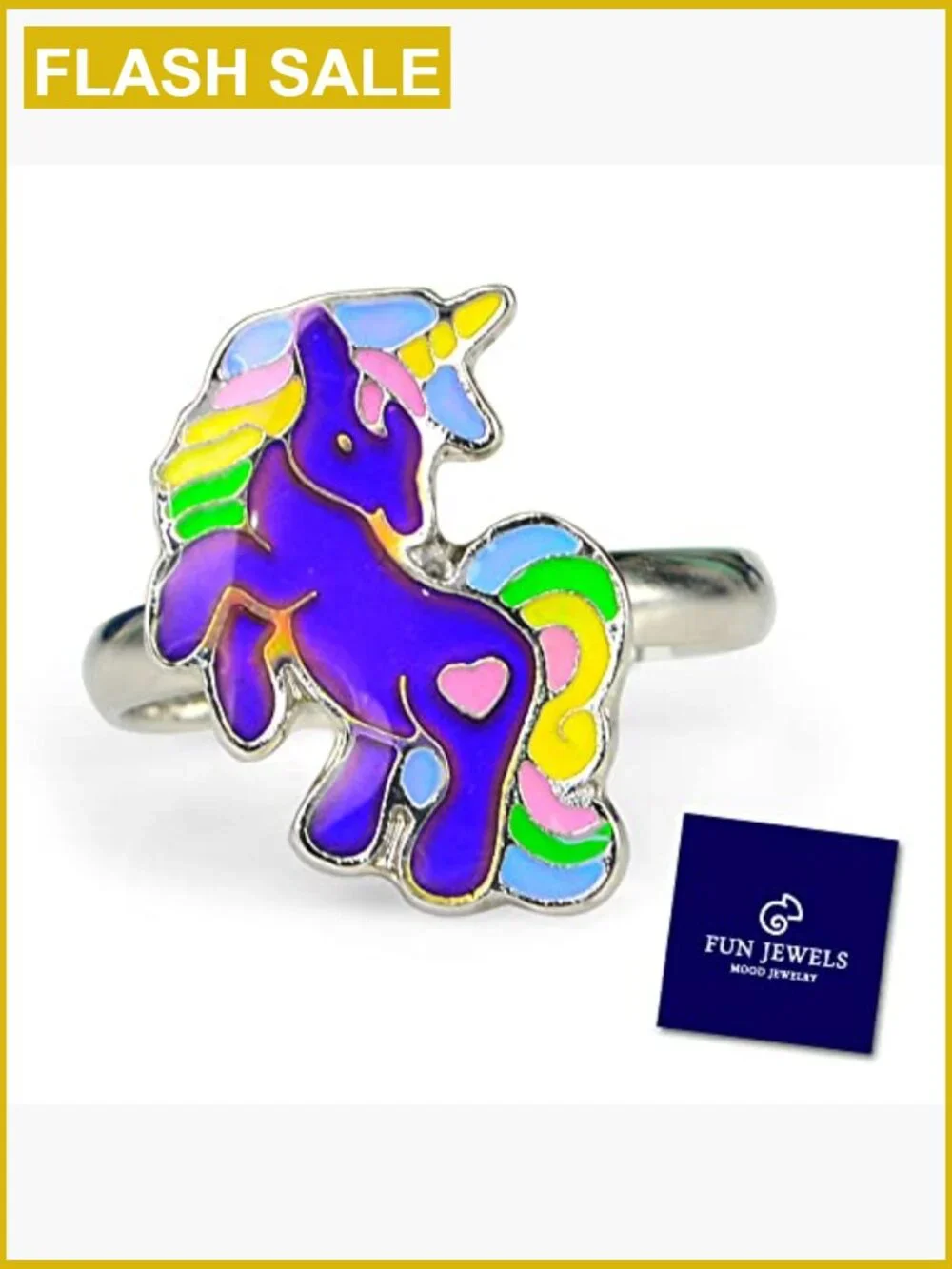 Adjustable Unicorn Mood Ring Color Changing Jewelry for Girls